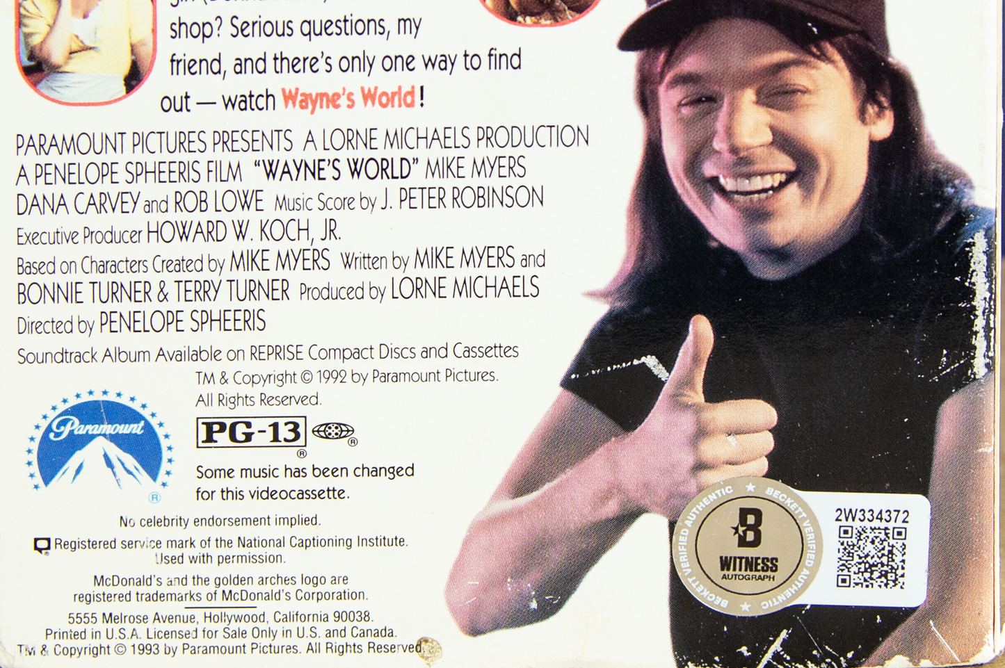 Alice Cooper Autographed 'Waynes World' VHS Cover