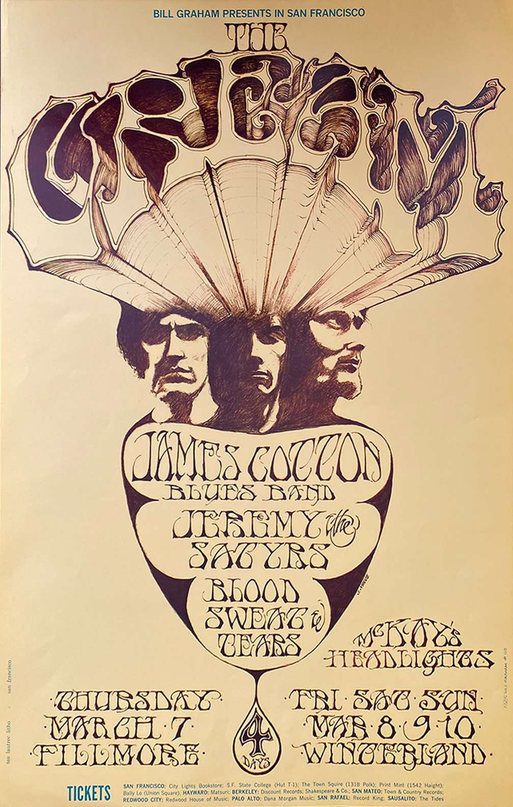 Cream w/ James Cotton Blues Band - Fillmore West - 1968 (2nd Print)