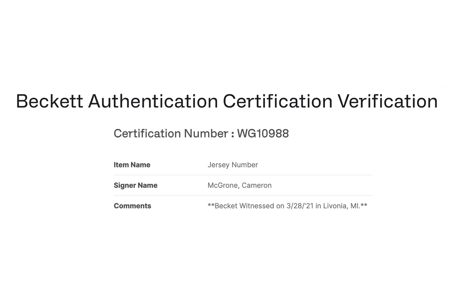 Cameron McGrone Autographed Custom White Michigan Jersey