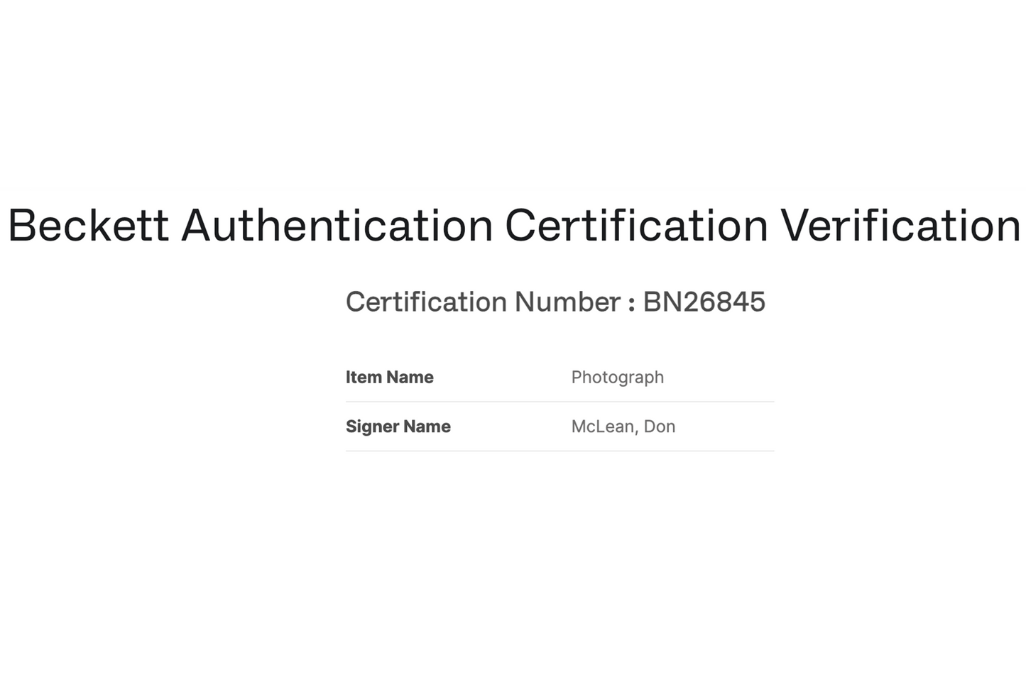 Don McLean Autographed 8x10 'American Pie' Photo