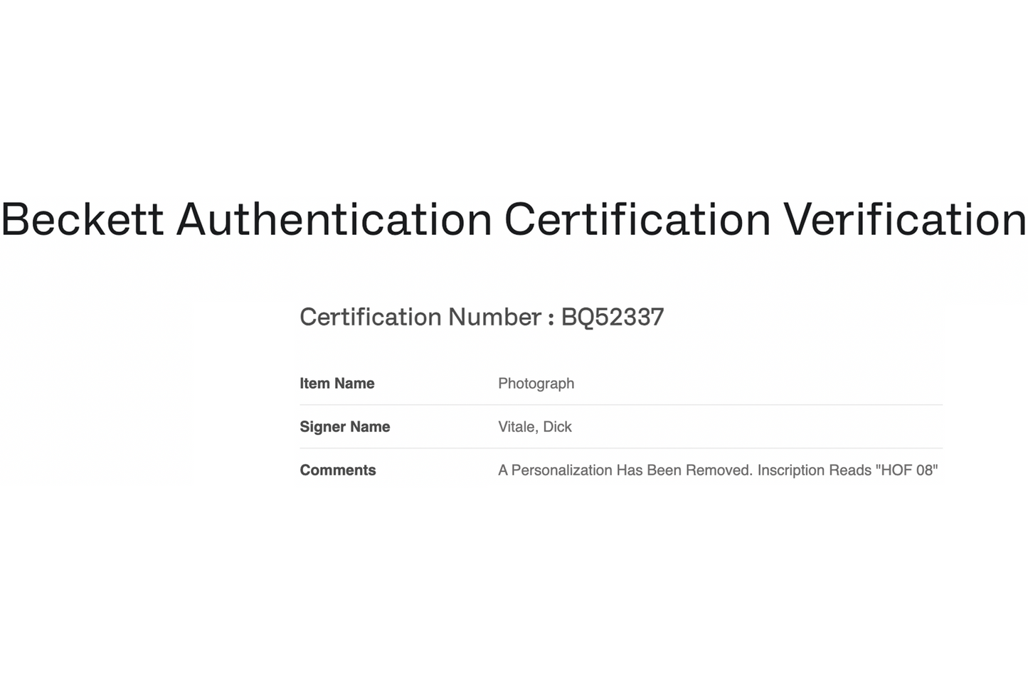 Dick Vitale Autographed Photo (HOF 08)