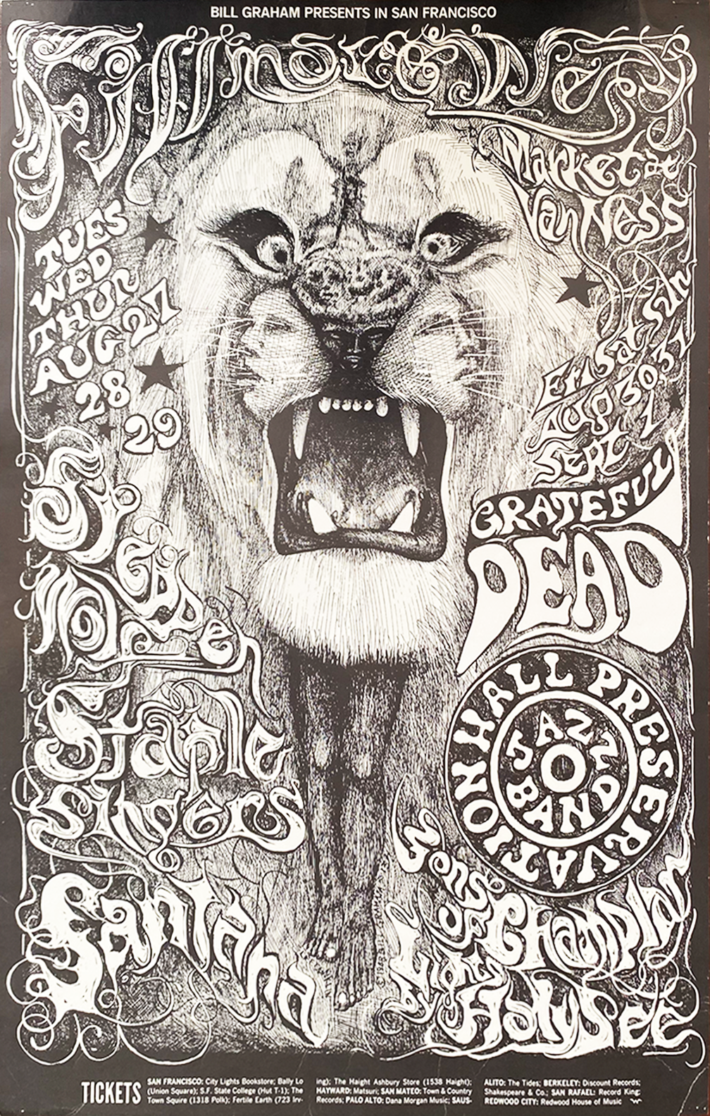 Grateful Dead w/ Santana - Fillmore West - 1968 (2nd Print)