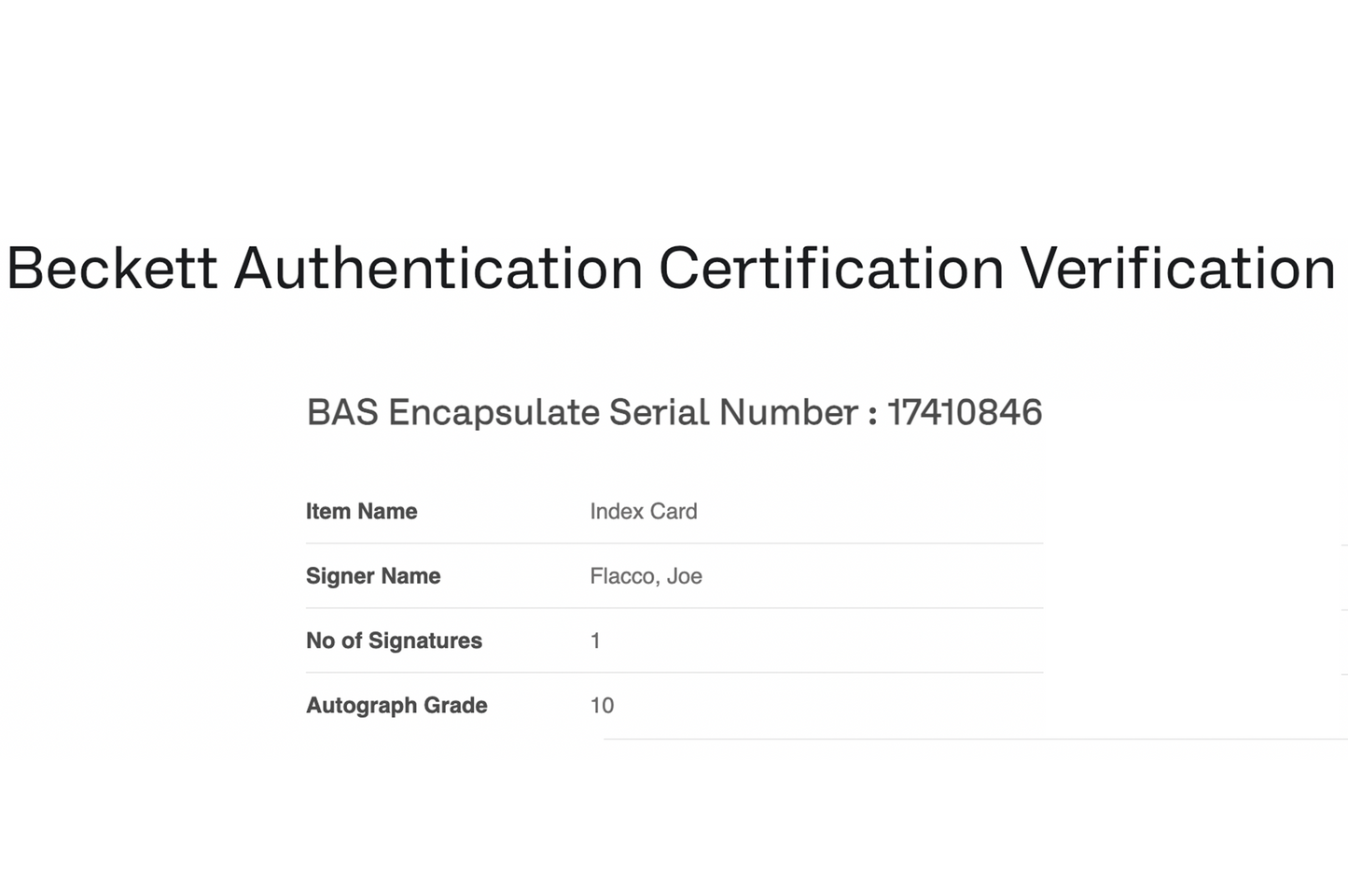 Joe Flacco Autographed Encapsulated Slab (Father Time)