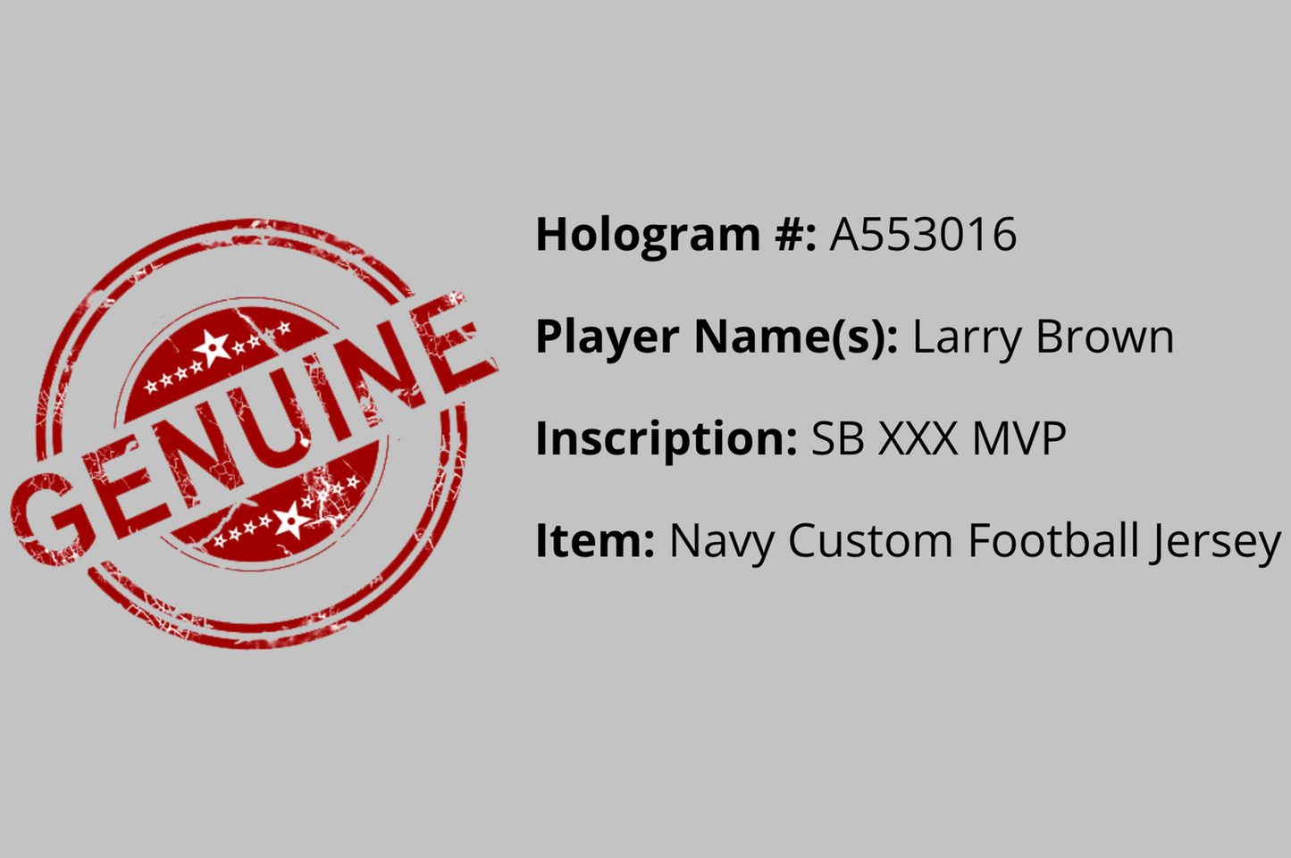 Larry Brown Autographed Blue Dallas Custom Jersey (SB XXX MVP)