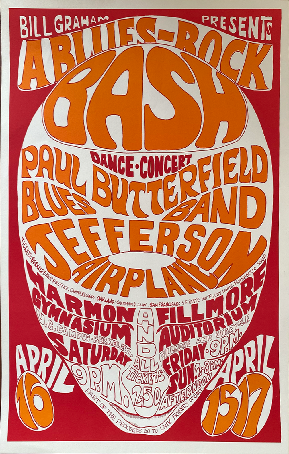 Paul Butterfield Blues Band w/ Jefferson Airplane - Fillmore West - 1966 (2nd Print)