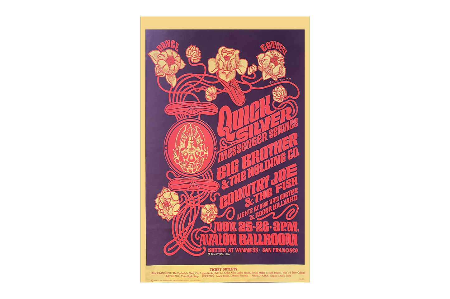 Quicksilver Messenger Service w/ Country Joe & The Fish - Avalon Ballroom - 1966 (3rd Print)