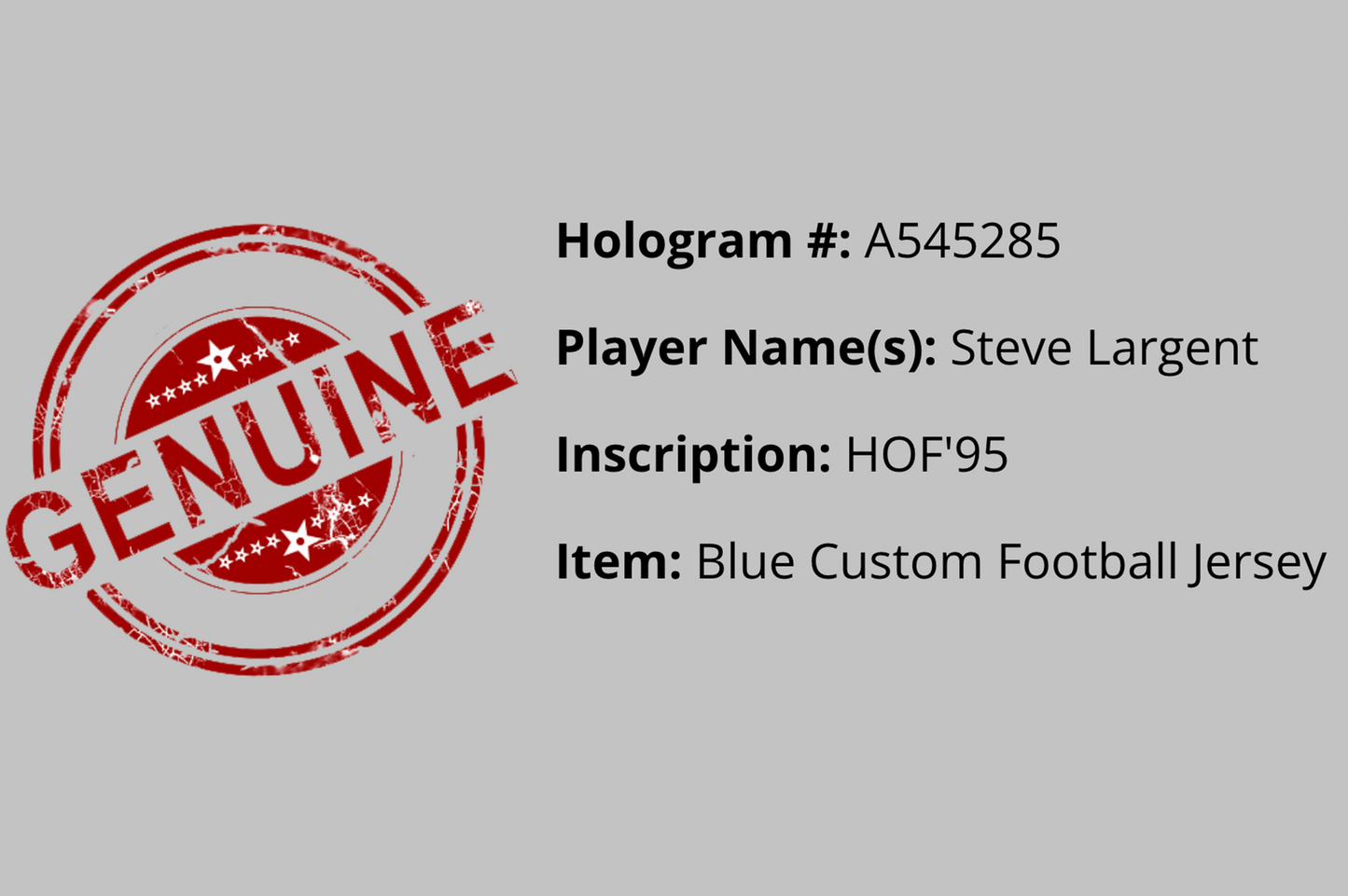 Steve Largent Autographed Custom Blue Seattle Jersey (HOF 95)