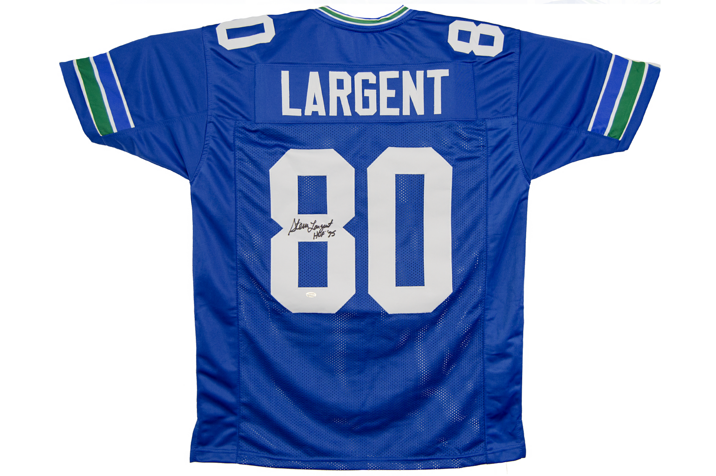 Steve Largent Autographed Custom Blue Seattle Jersey (HOF 95)