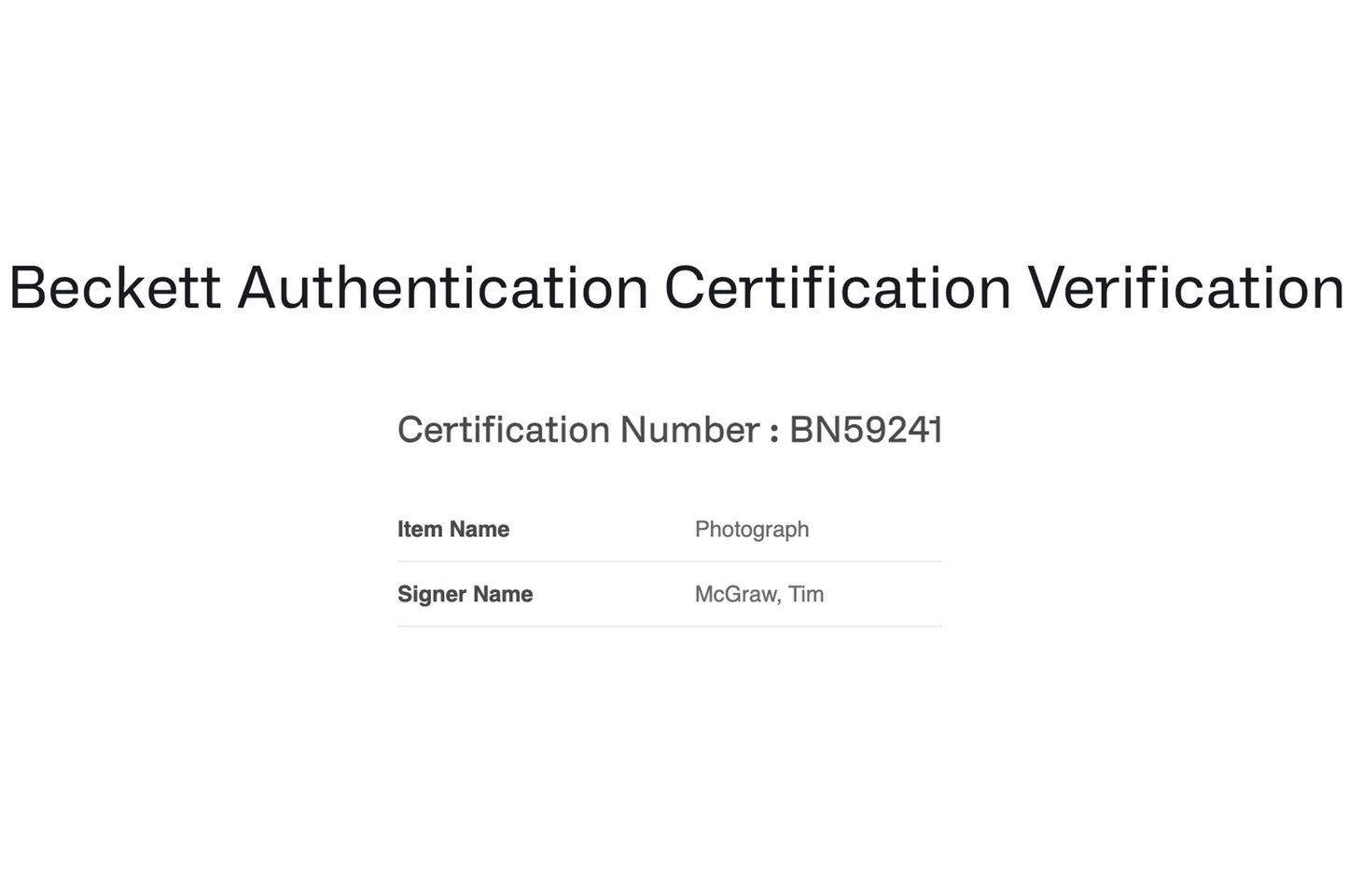 Tim McGraw Autographed 8x10 Photo