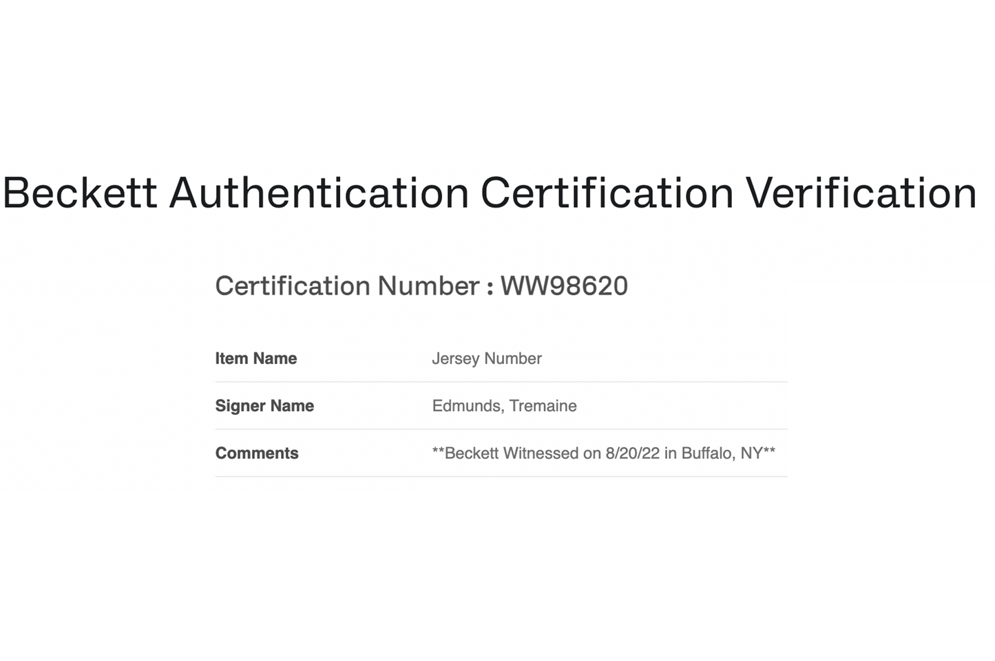 Tremaine Edmunds Autographed Custom Blue Buffalo Jersey