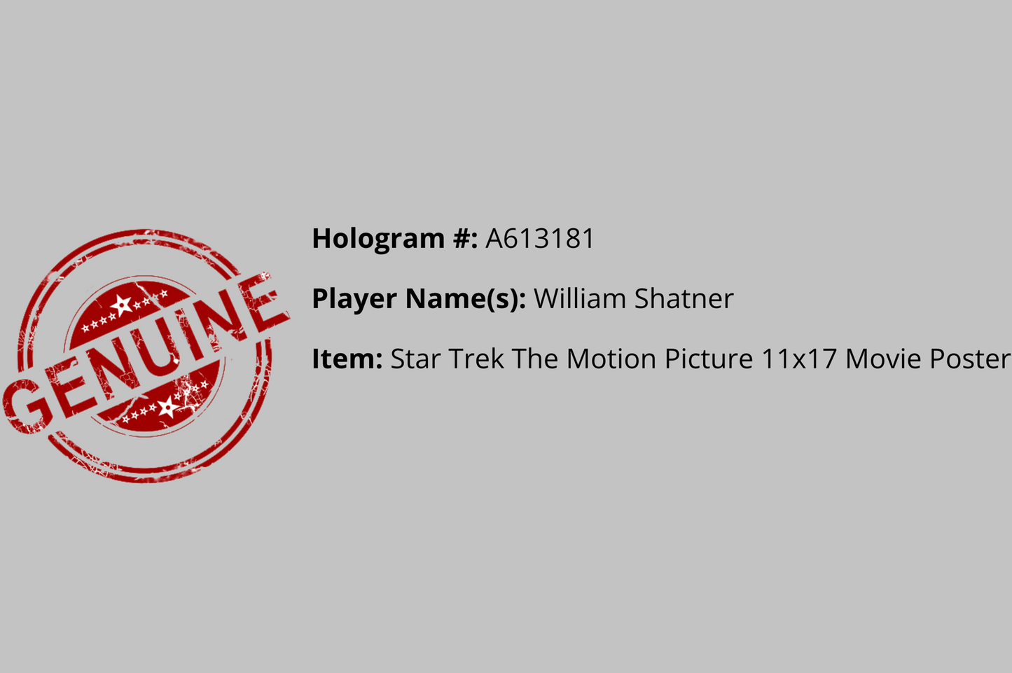 William Shatner Autographed 'Star Trek' Poster