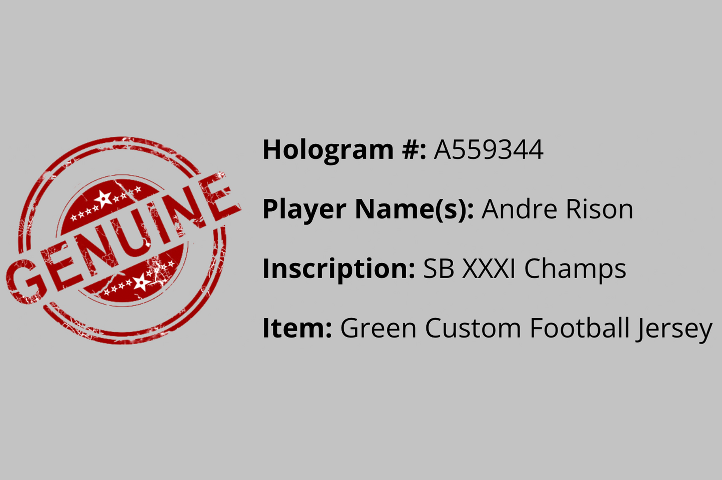 Andre Rison Autographed Custom Green Bay Jersey