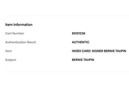 Bernie Taupin Autographed Encapsulated Slab