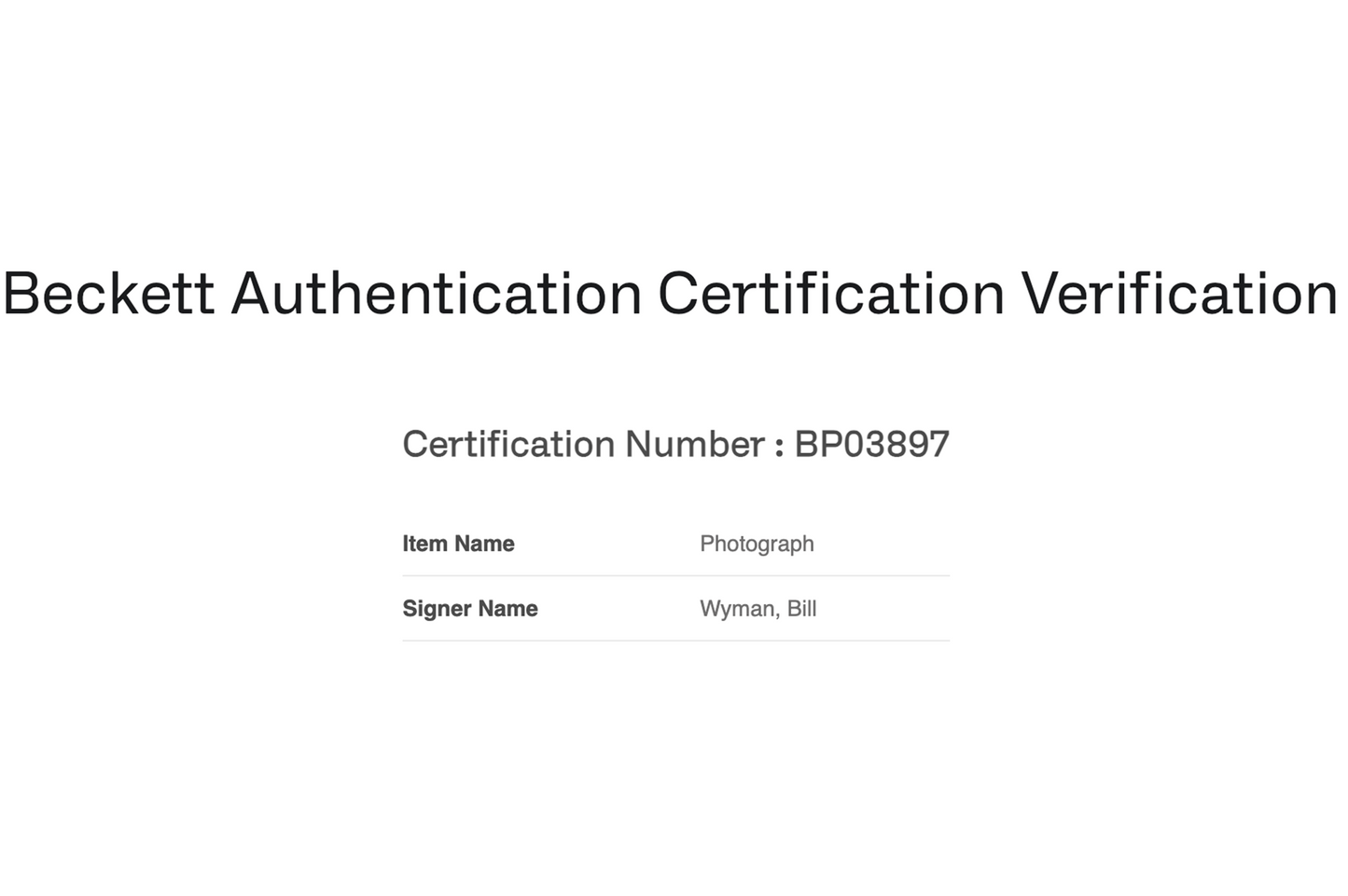 Bill Wyman Autographed 8x10 Rolling Stones Photo