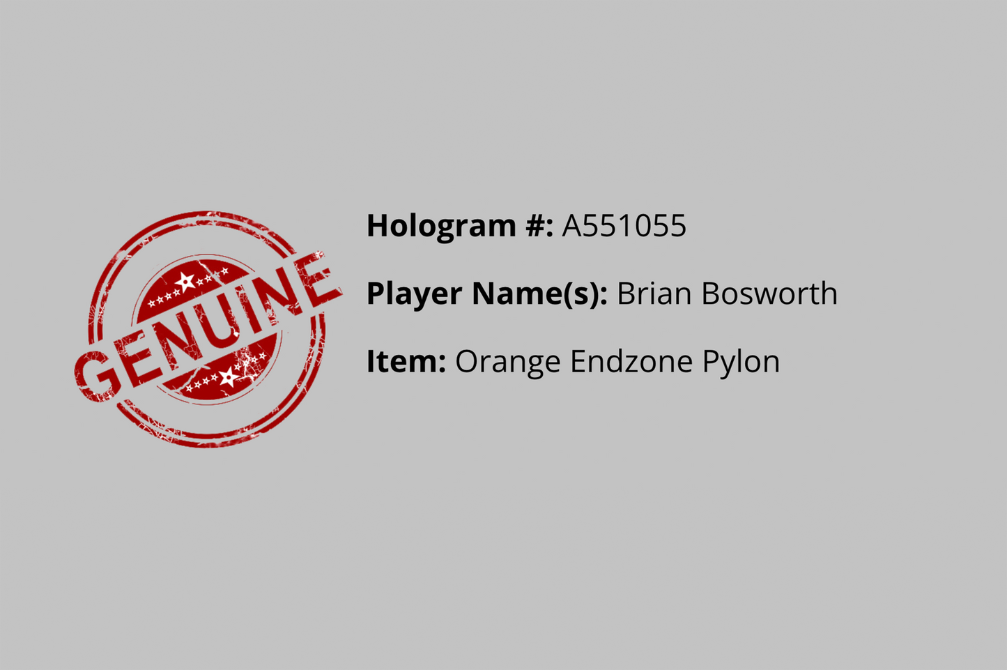 Brian Bosworth Autographed End Zone Pylon