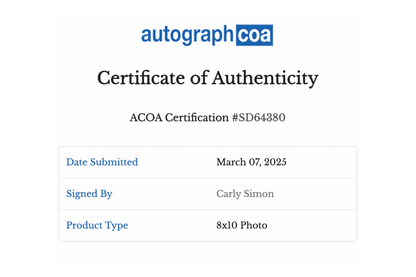 Carly Simon Autographed 8x10 Photo