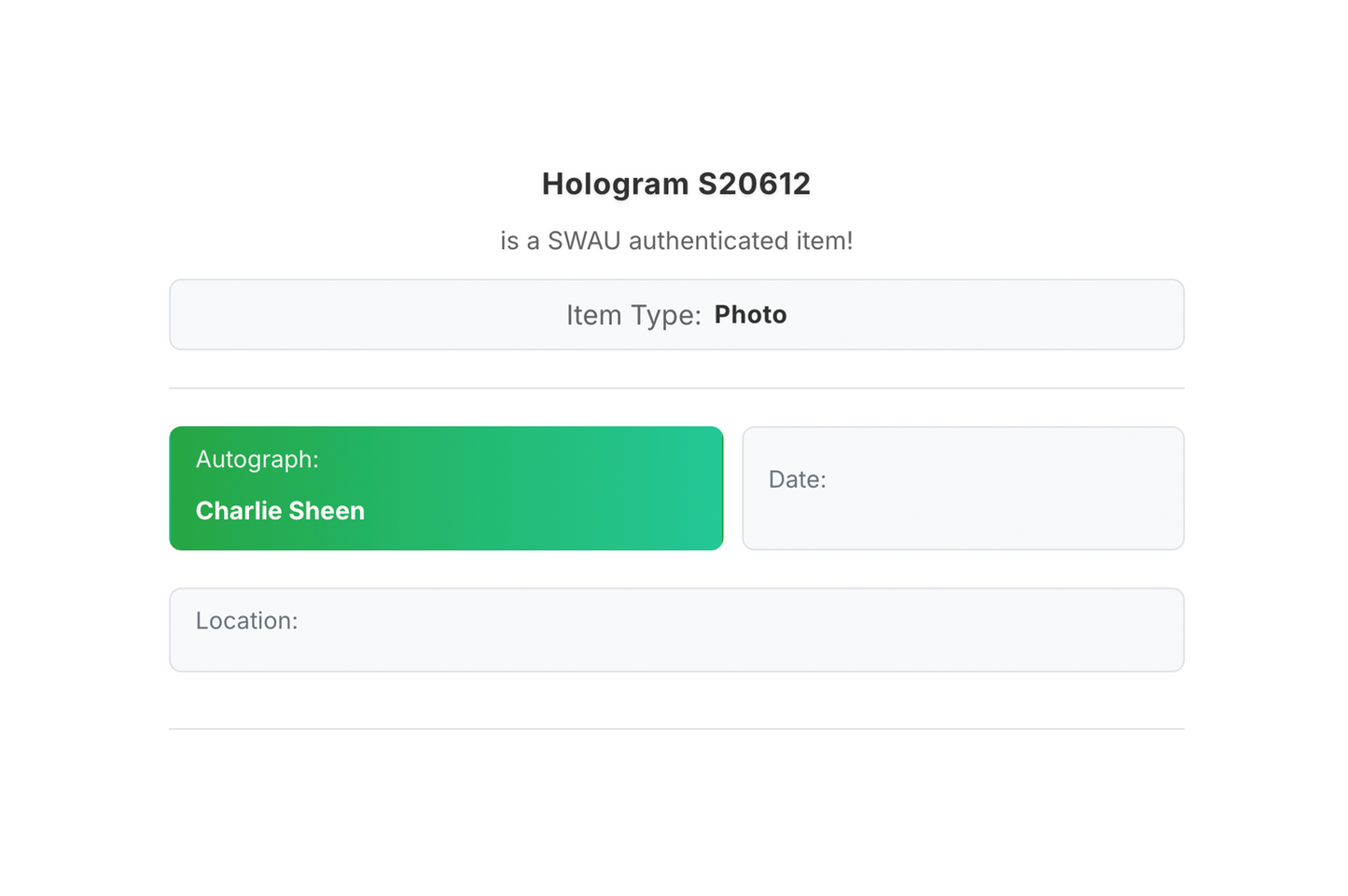 Charlie Sheen Autographed 'Platoon' 8x10 Photo