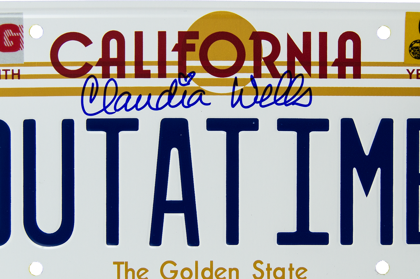 Claudia Wells Signed 'Back To The Future' License Plate (OUTATIME)