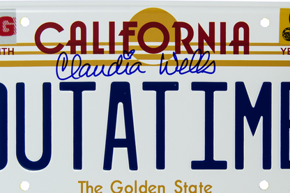 Claudia Wells Signed 'Back To The Future' License Plate (OUTATIME)