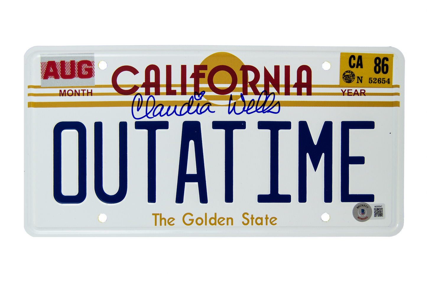 Claudia Wells Signed 'Back To The Future' License Plate (OUTATIME)