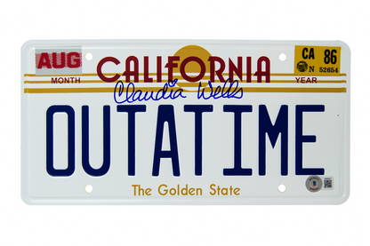 Claudia Wells Signed 'Back To The Future' License Plate (OUTATIME)