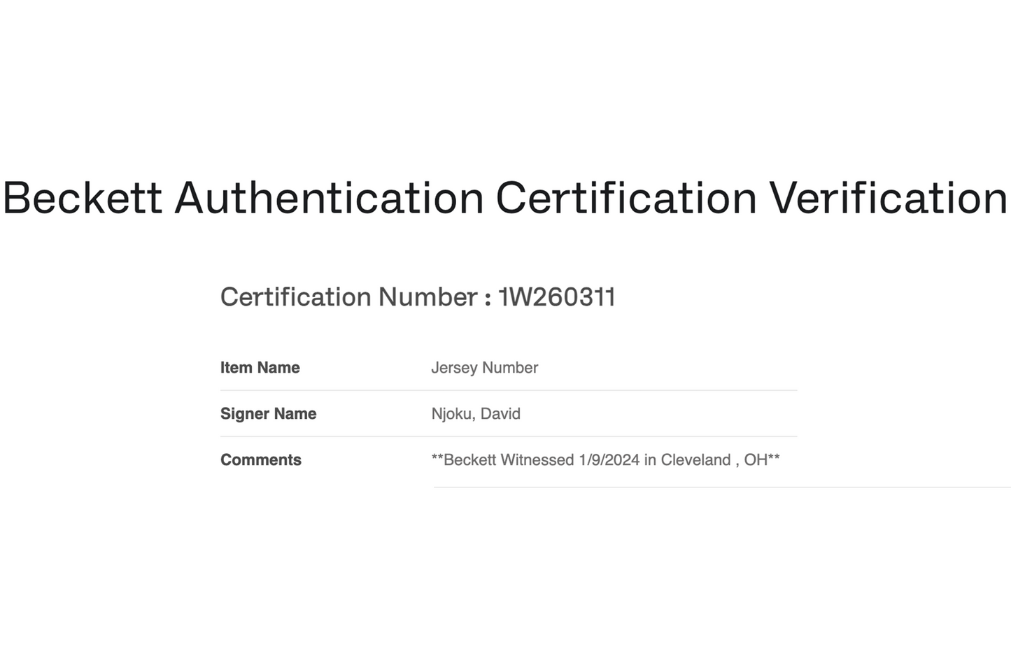 David Njoku Autographed Custom White Cleveland Jersey