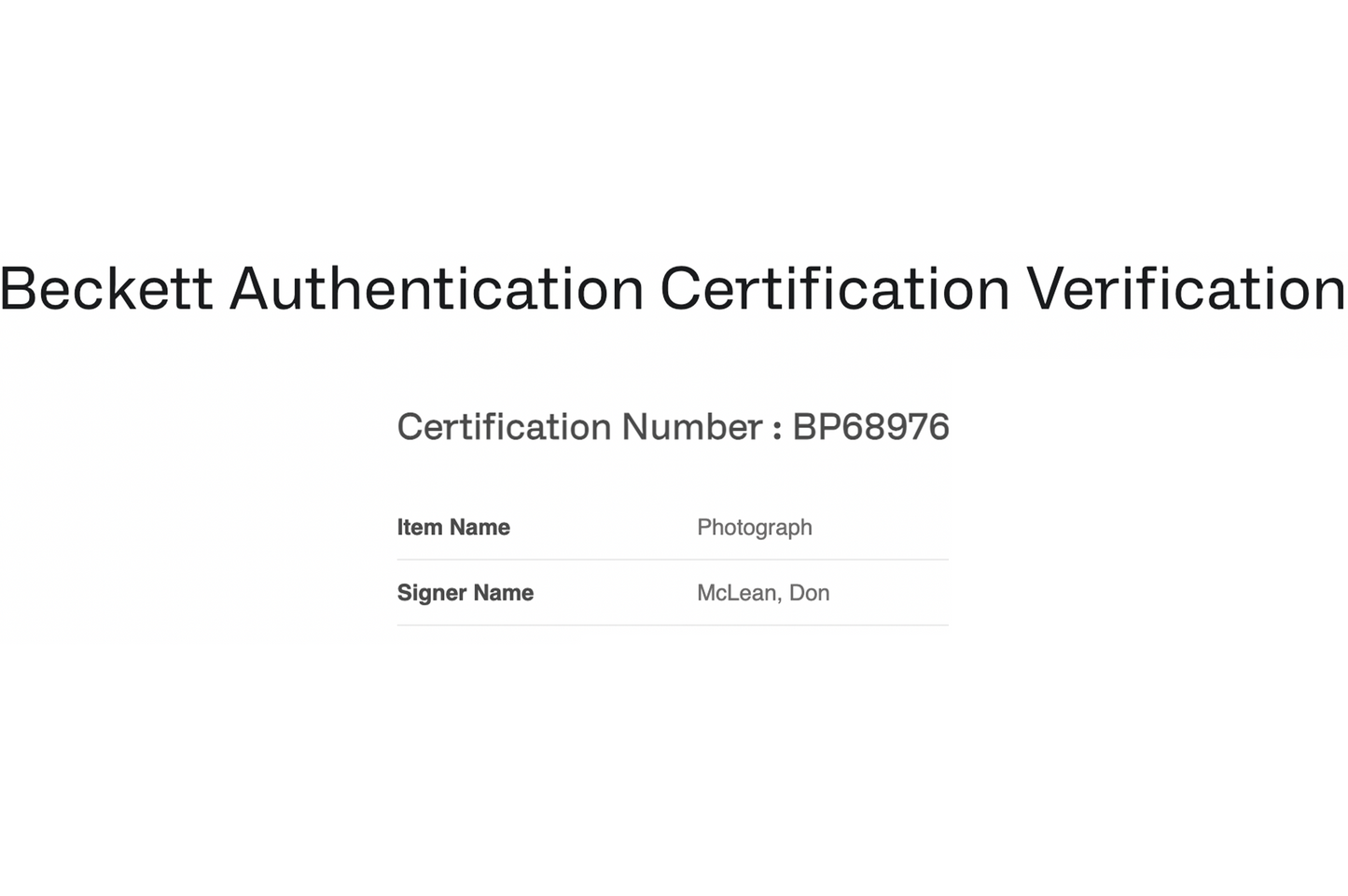 Don McLean Autographed 8x10 Photo