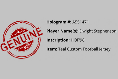 Dwight Stephenson Autographed Teal Miami Custom Jersey (HOF '98)