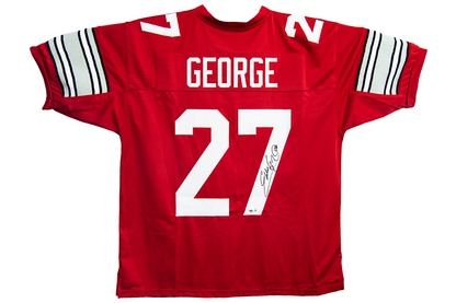 Eddie George Autographed Custom Scarlet Ohio State Jersey