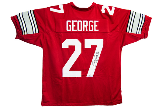 Eddie George Autographed Custom Scarlet Ohio State Jersey