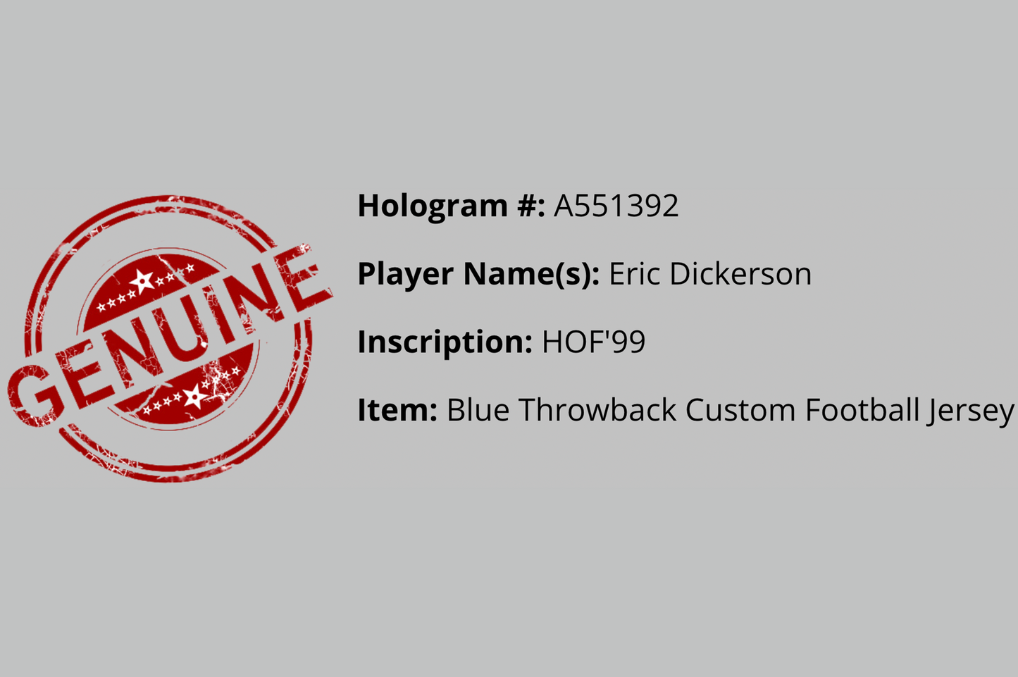 Eric Dickerson Autographed Custom Blue Los Angeles Jersey