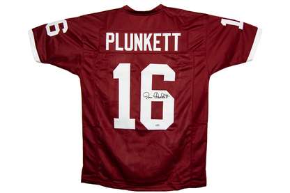 Jim Plunkett Autographed Cardinal Red Custom Jersey