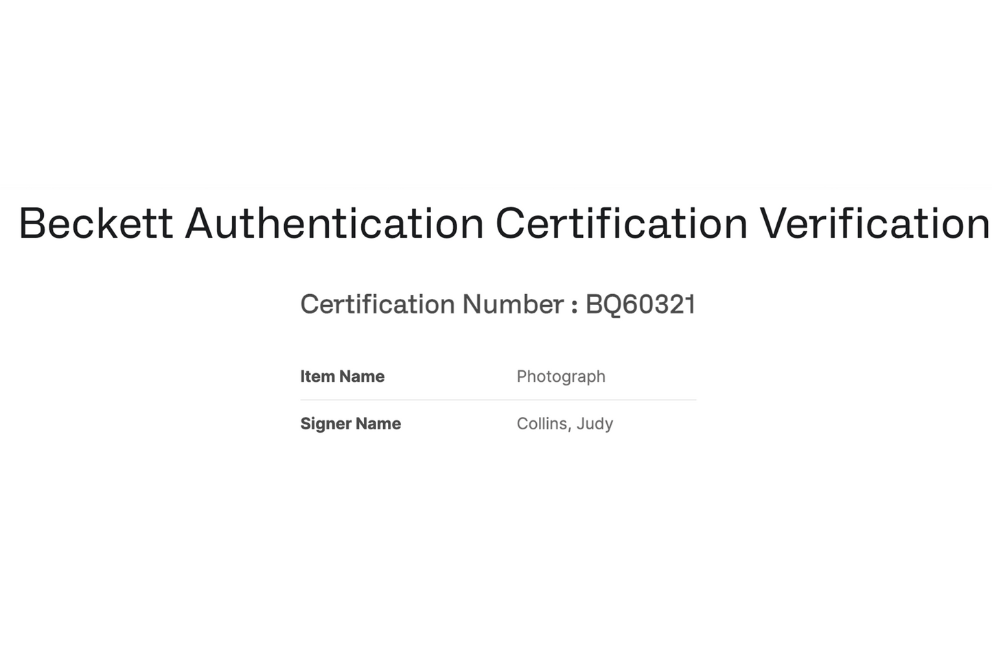 Judy Collins Autographed 8x10 Photo