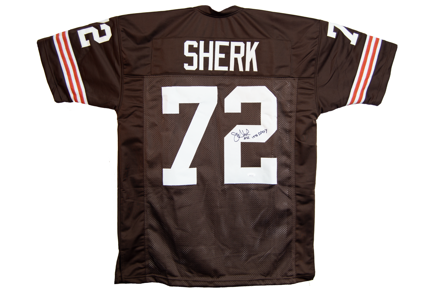 Jerry Sherk Autographed Brown Cleveland Custom Jersey (1976 DPOY)