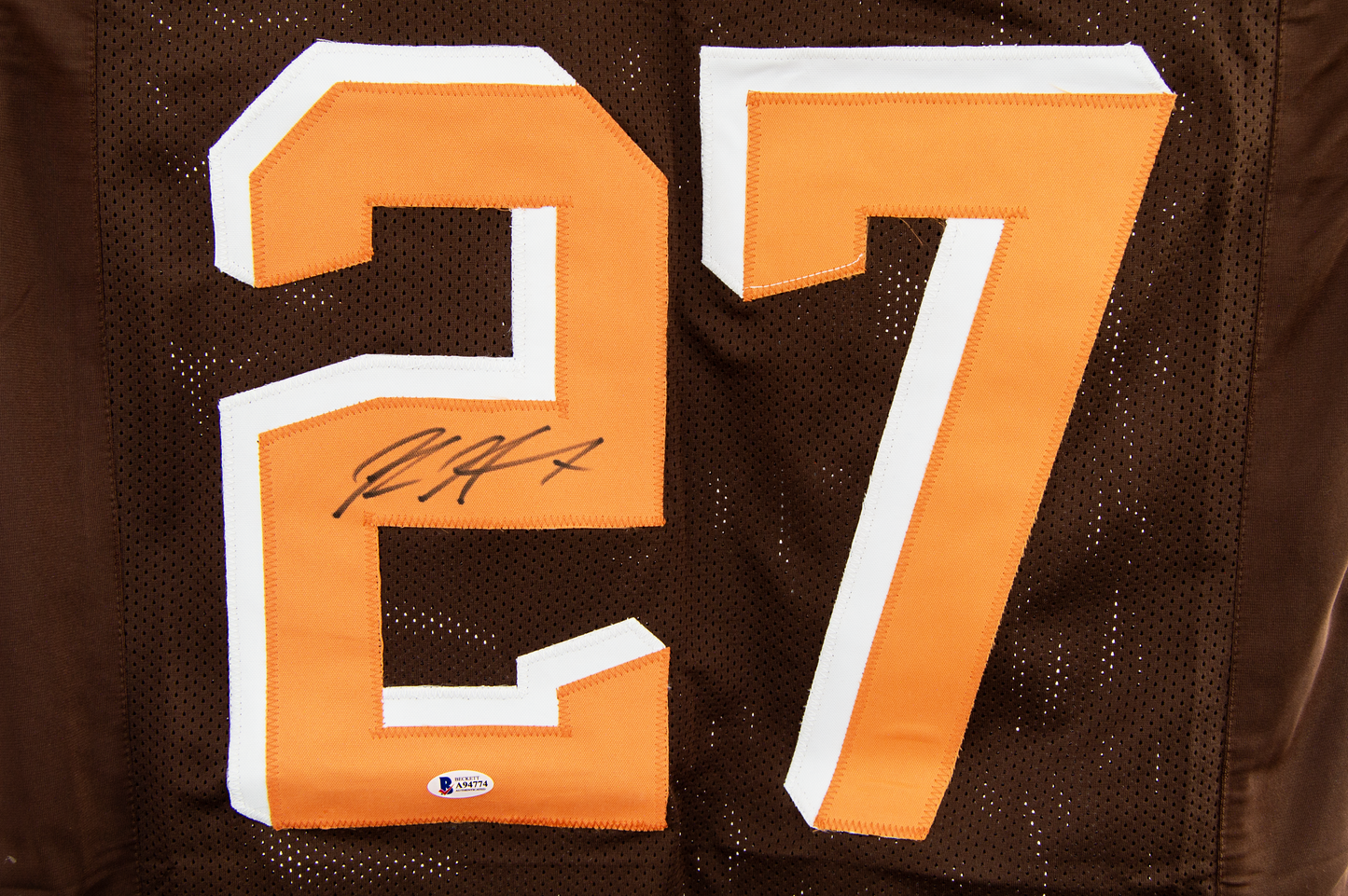 Kareem Hunt Autographed Custom Brown Cleveland Jersey