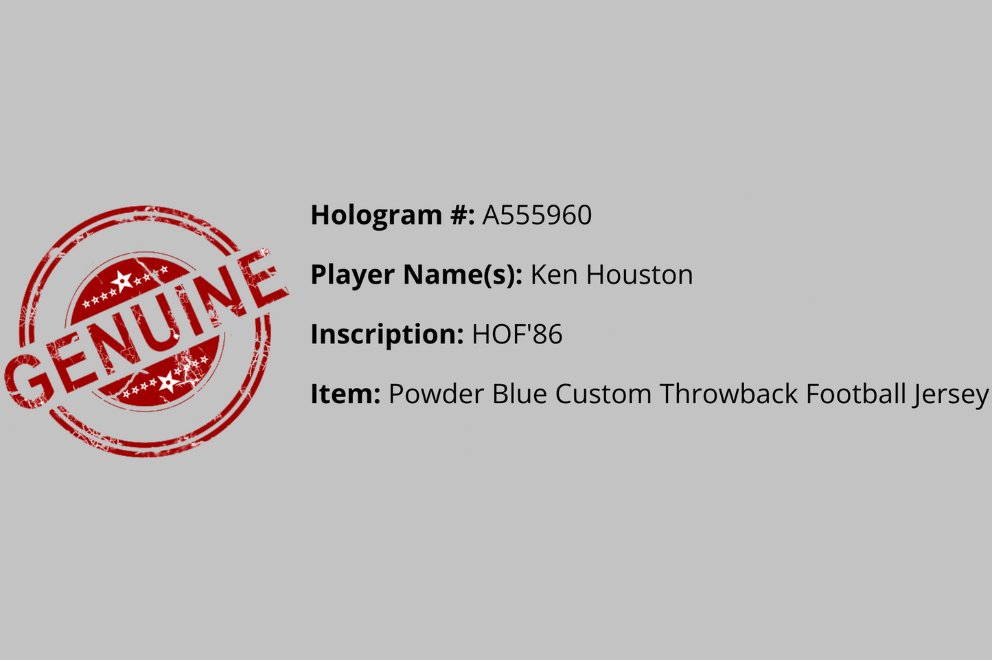 Ken Houston Autographed Blue Houston Custom Jersey (HOF '86)