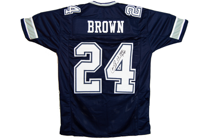 Larry Brown Autographed Blue Dallas Custom Jersey (SB XXX MVP)