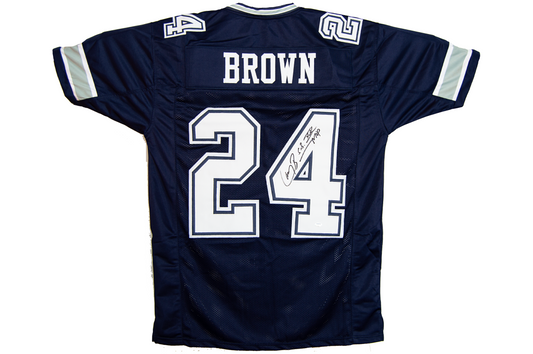Larry Brown Autographed Blue Dallas Custom Jersey (SB XXX MVP)