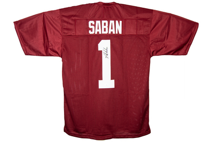 Nick Saban Autographed Custom Crimson Alabama Jersey