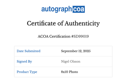 Nigel Olsson Autographed 8x10 Photo