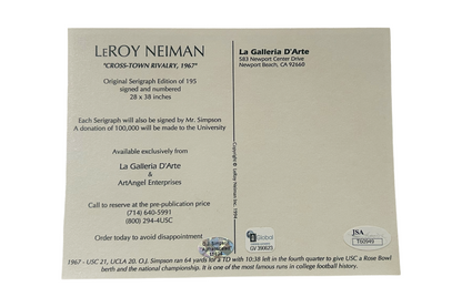 OJ Simpson Autographed Leroy Neiman Postcard