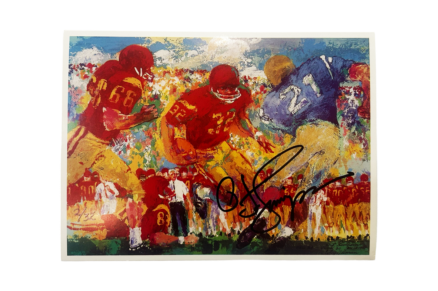 OJ Simpson Autographed Leroy Neiman Postcard