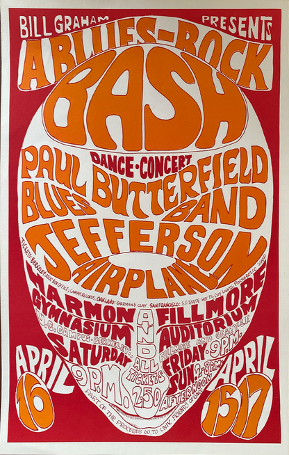 Paul Butterfield Blues Band w/ Jefferson Airplane  - Fillmore West - 1966 (2nd Print)