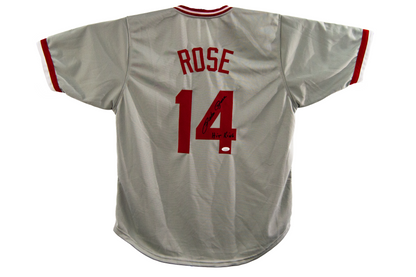 Pete Rose Autographed Custom Gray Cincinnati Jersey (Hit King)