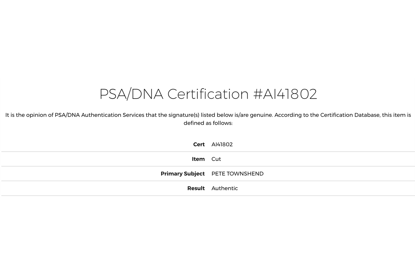 Pete Townshend Autographed Framed Cut Display