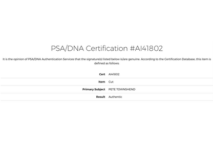 Pete Townshend Autographed Framed Cut Display