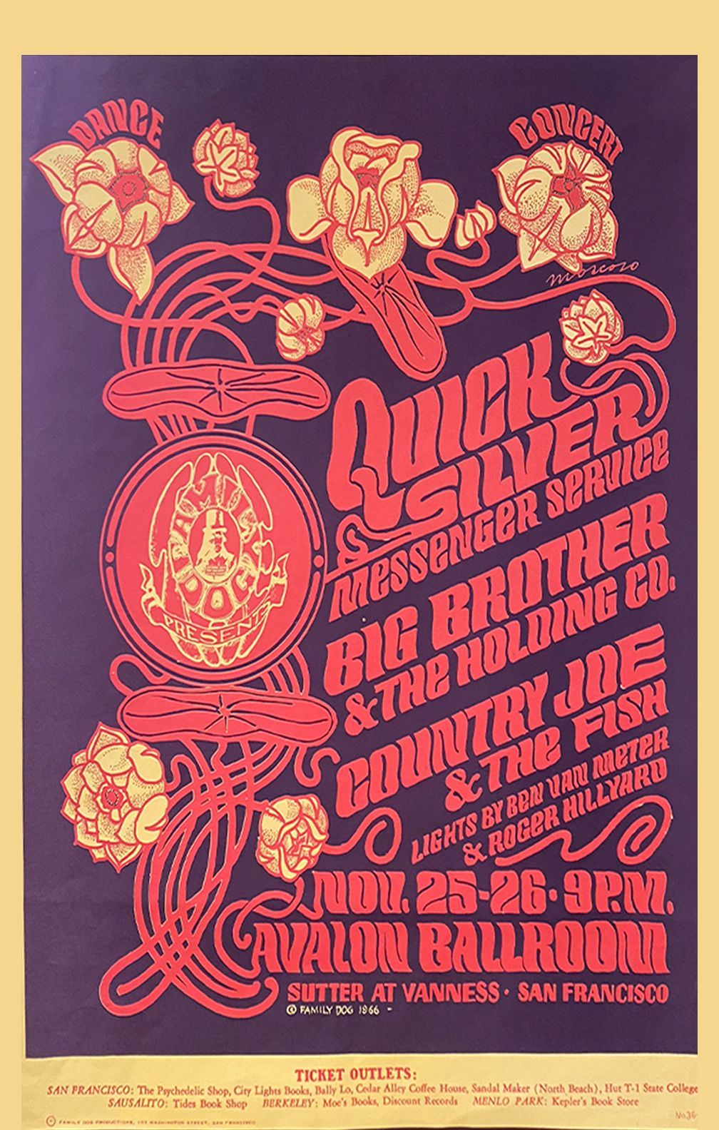 Quicksilver Messenger Service w/ Country Joe & The Fish - Avalon Ballroom - 1966 (3rd Print)