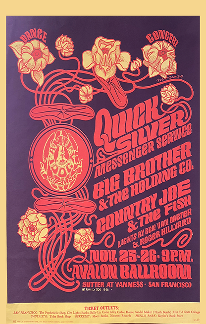 Quicksilver Messenger Service w/ Country Joe & The Fish - Avalon Ballroom - 1966 (3rd Print)