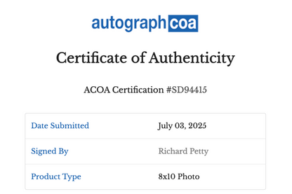 Richard Petty Autographed 8x10 Photo