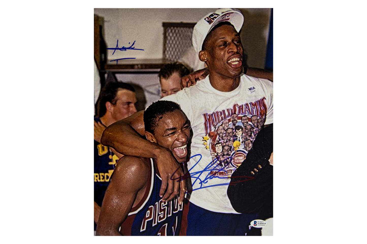 Dennis Rodman and Isiah Thomas Autographed 11x14 Detroit Pistons Photo